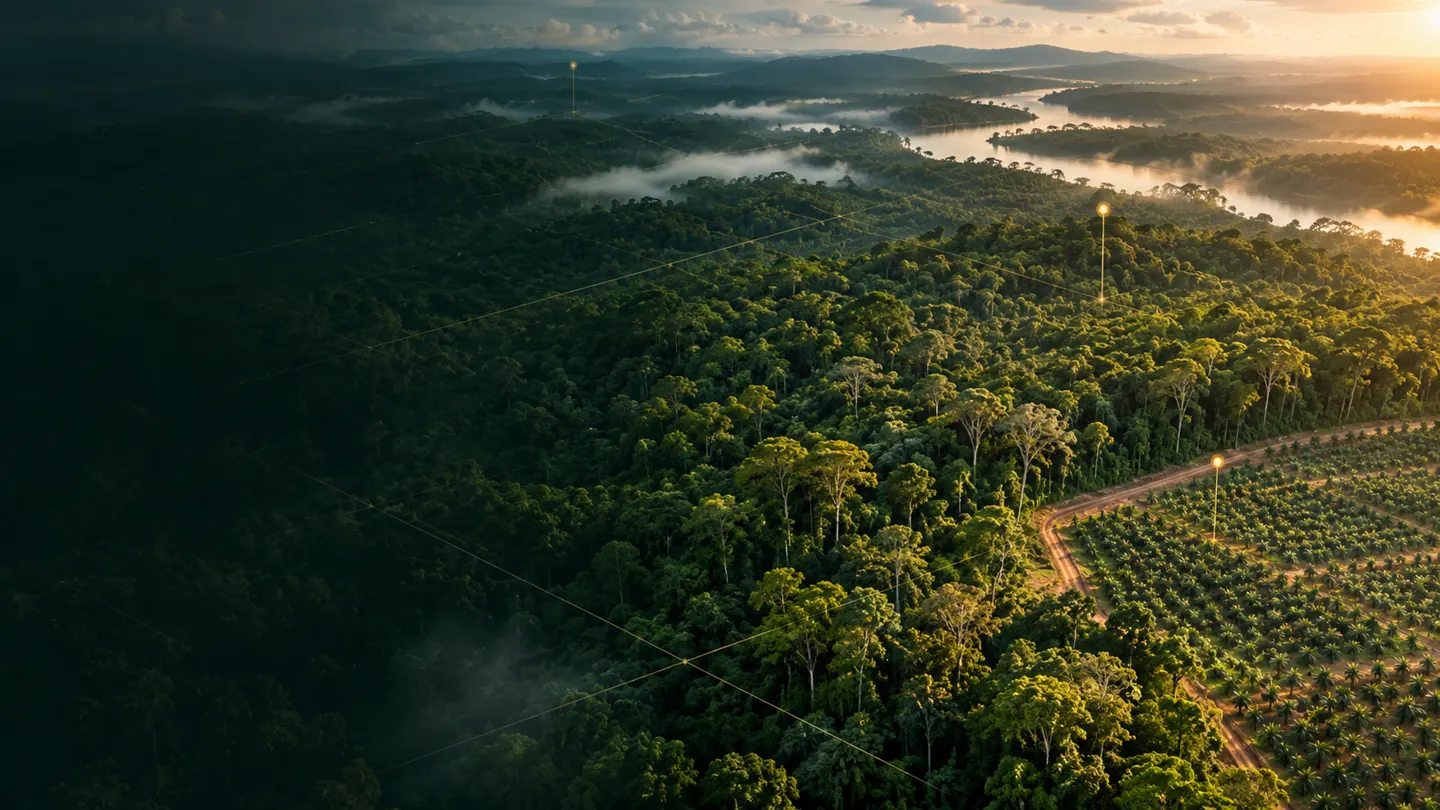 Forest and agricultural production areas illustrating supply-chain geolocation and traceability
