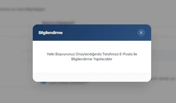 Şekil 22: Bilgilendirme Mesajı